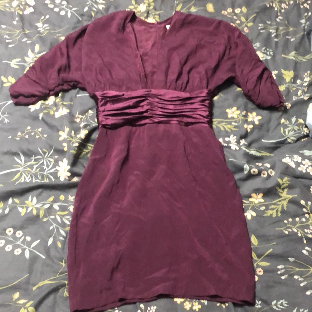 Katie May Los Angeles 100% Silk Mini Dress in Plum